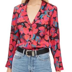 Topshop Floral Pajama Style Shirt